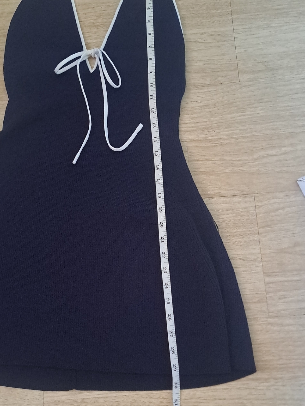 Wild fable Navy Halter One-Piece Swim Dress with White Trim - Picture 5 of 7